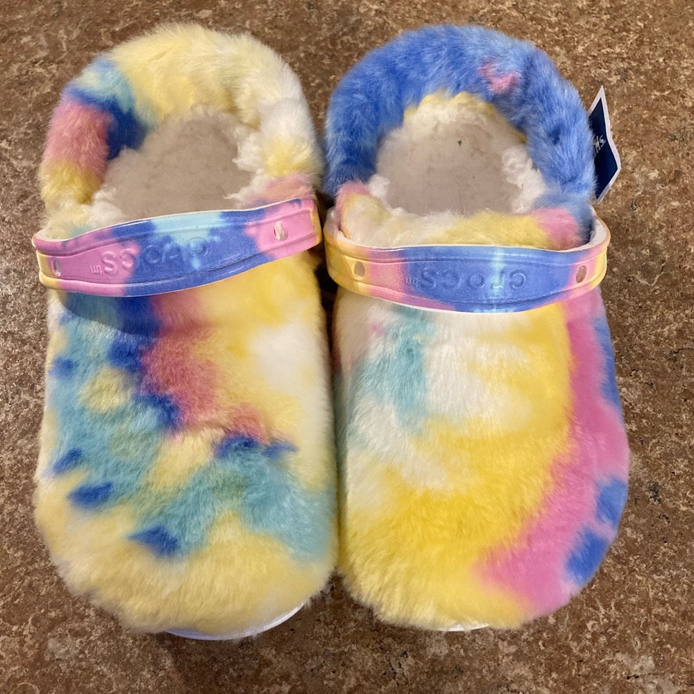 Multicolored Fluffy Crocs